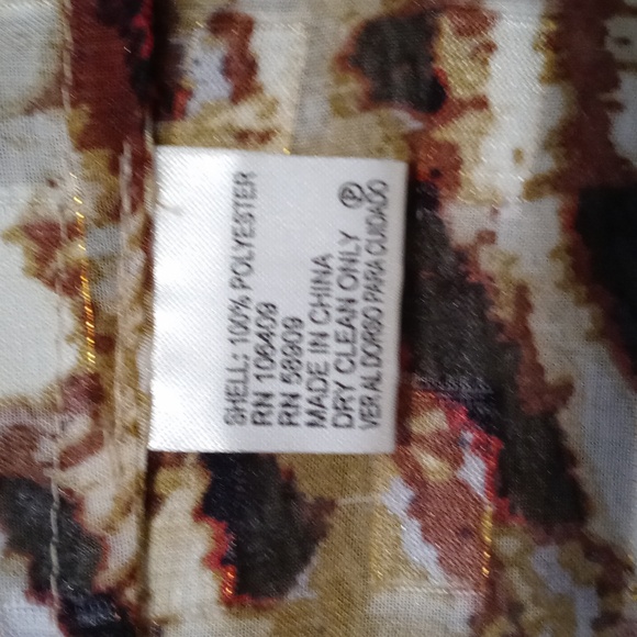 🍂Antonio Melani🍂 - Gold/Red/Black/Brown Pleated Front Semi-Sheer Gaylene Top - Picture 11 of 13